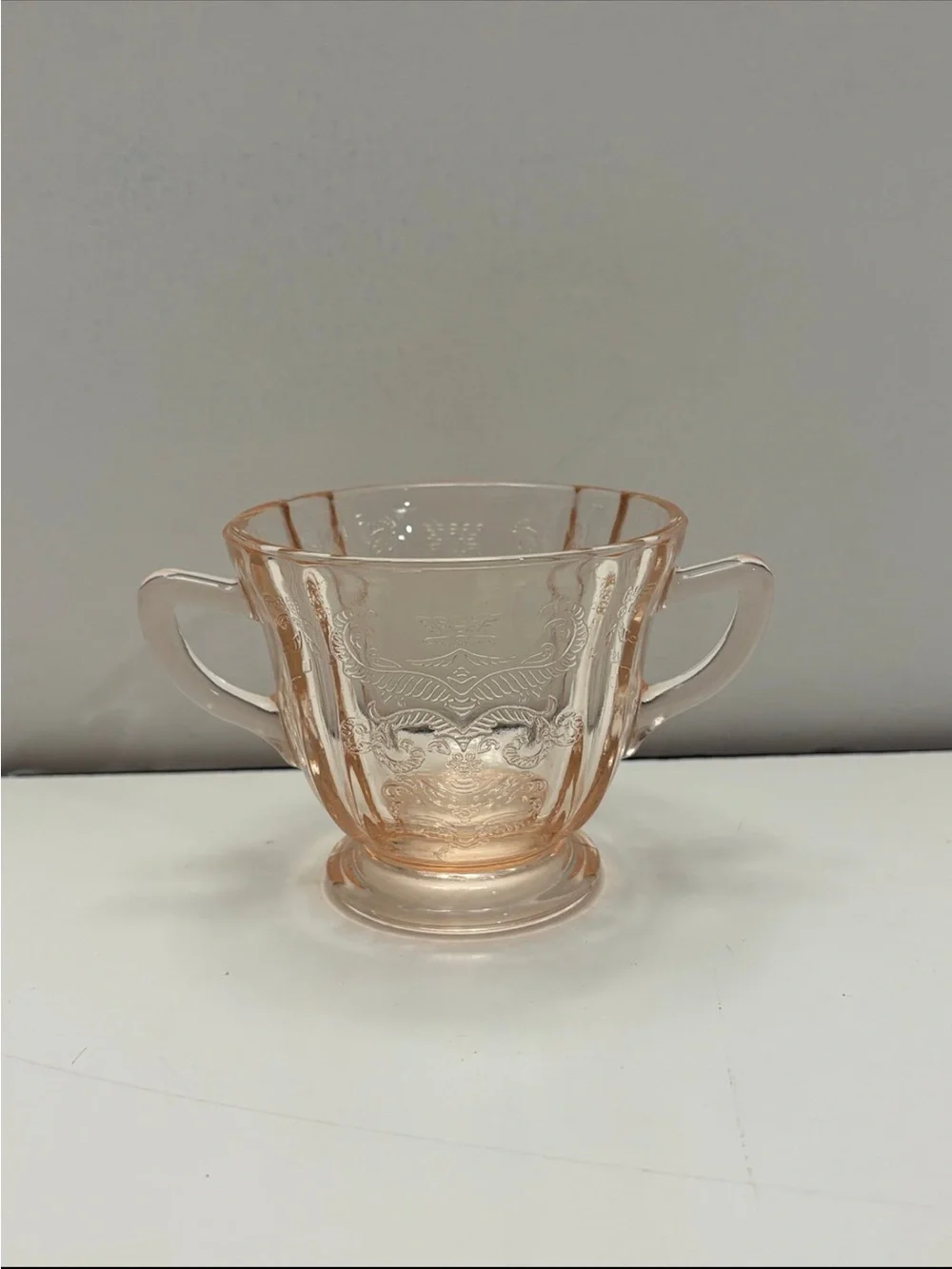 Pink depression glass Madrid pattern sugar cup